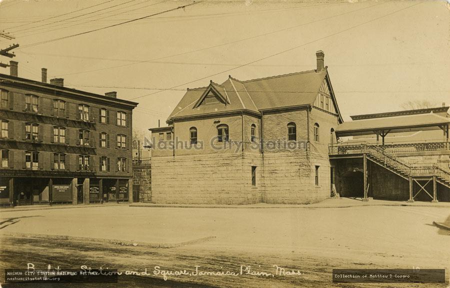 Postcard: Boylston Station and Square, Jamaica Plain, Massachusetts